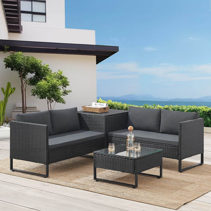 Modulare Polyrattan Lounge Santorini Schwarz - Palo24