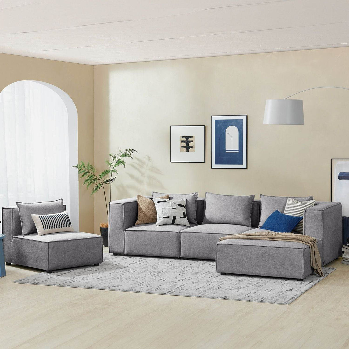 Modulares Sofa Domas XL - 4 Sitzer Dunkelgrau - Palo24