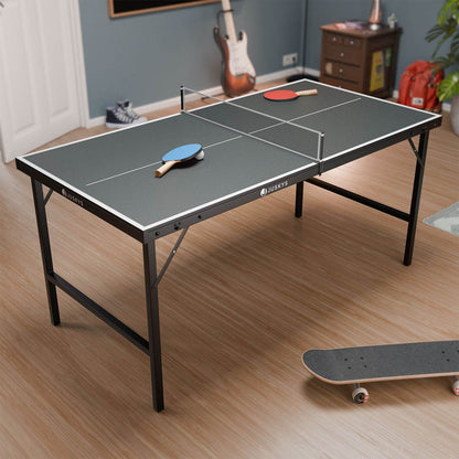 Mini Tischtennisplatte Flexi mit Zubehör - Schwarz, Silber - Palo24