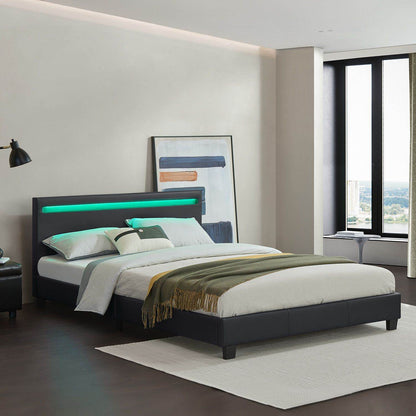 LED Polsterbett Paris 140 x 200 cm Lattenrost schwarz - Palo24