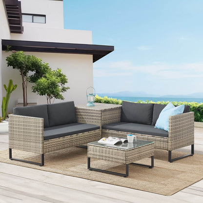 Modulare Polyrattan Lounge Santorini Grau-meliert - Palo24