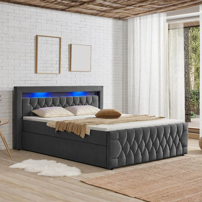 Boxspringbett Leona 180x200 cm - Grau - Palo24