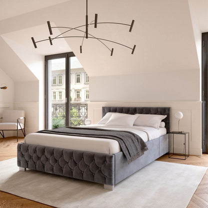 LED Polsterbett Nizza 180x200 cm Bettkasten Grau - Palo24