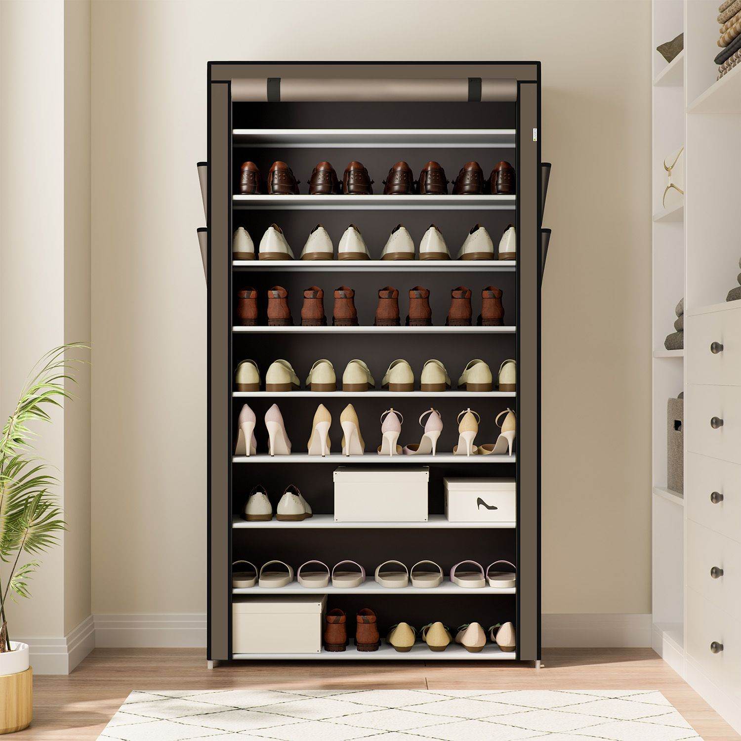 Schuhschrank L aus Stoff 9 Ebenen Hellbraun - Palo24