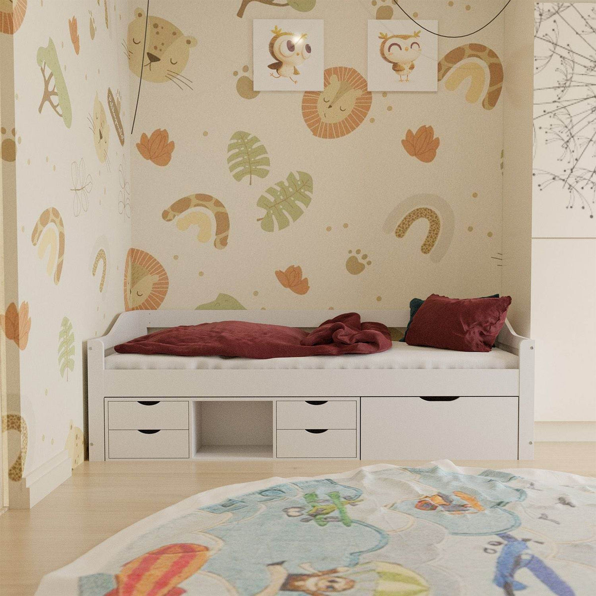 Funktionsbett Nalu 90x200 cm mit Lattenrost & Stauraum - Weiss - Palo24