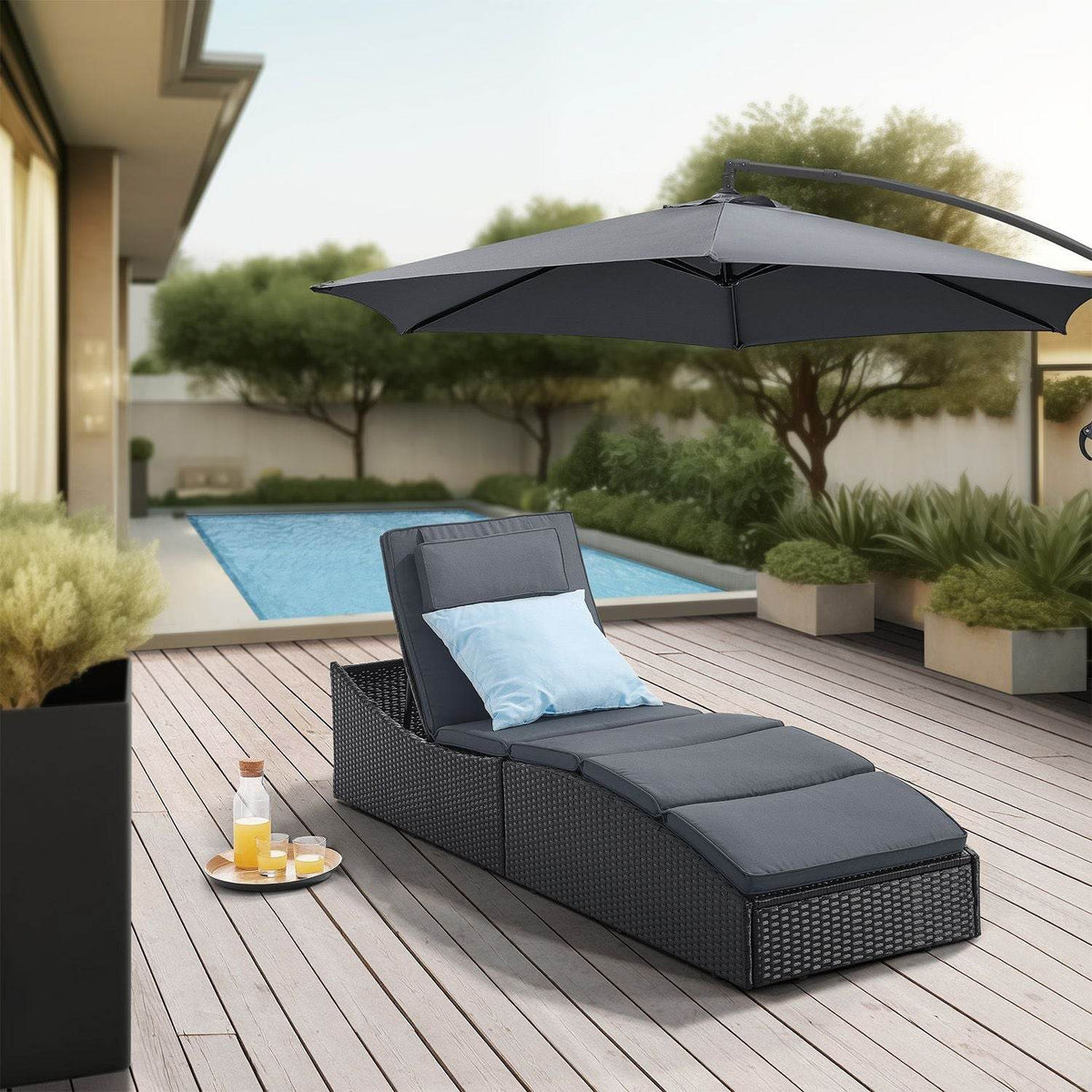 Faltbare Polyrattan Sonnenliege Lamia - Palo24