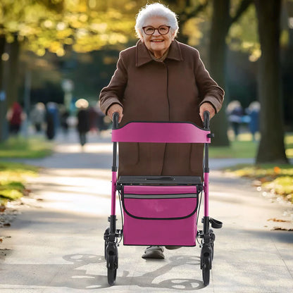 Rollator in alluminio Vital pieghevole con seduta e borsa per la spesa in viola