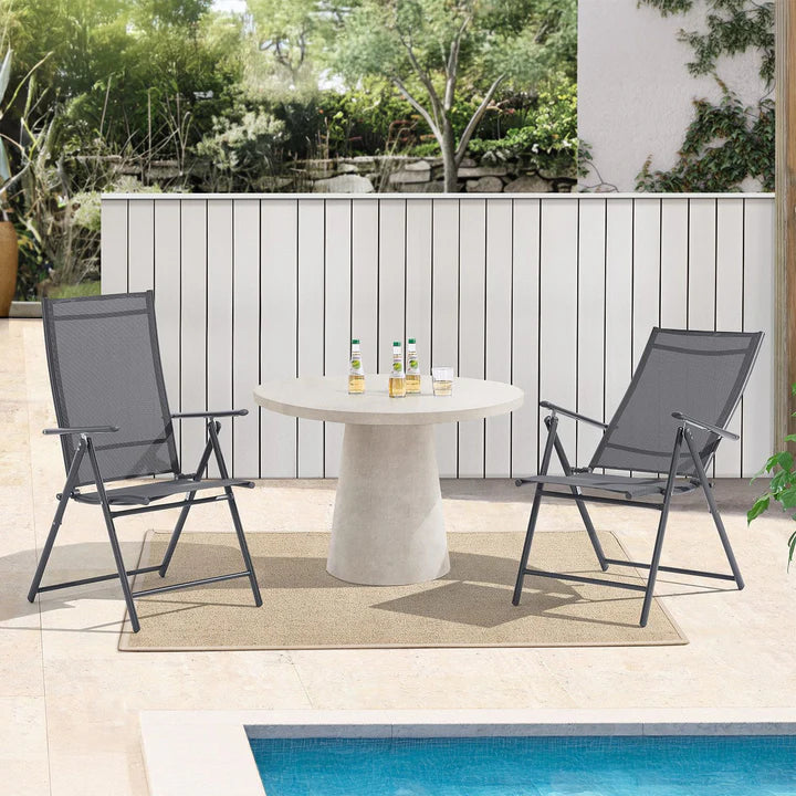 Gartenstuhl Calena 2er Set - 7-Fach verstellbare Rückenlehne - Anthrazit - Palo24