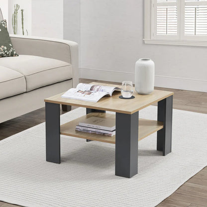Couchtisch in Grau mit Holzoptik 60x60 cm