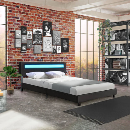 LED Polsterbett Paris mit Lattenrost 160x200 cm - schwarz