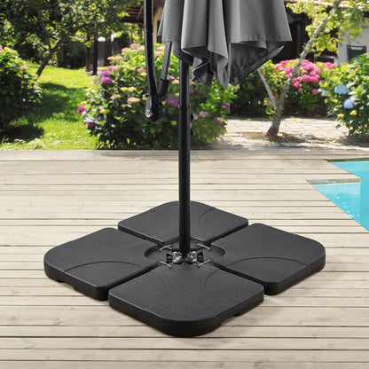 Jeu de 4 poids de parapluie quadruples remplissables jusqu'à 80 kg en PEHD noir