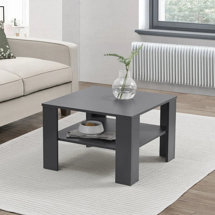 Couchtisch in Dunkelgrau 60x60 cm 2 Ebenen