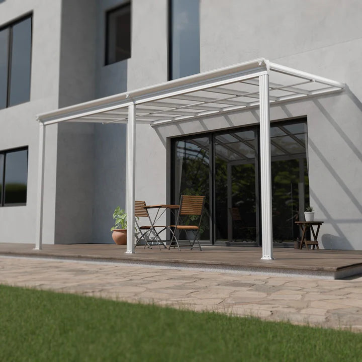 Toit de terrasse en aluminium Borneo 4x3m avec panneaux doubles blanc / transparent