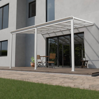 Toit de terrasse en aluminium Borneo 4x3m avec panneaux doubles blanc / transparent