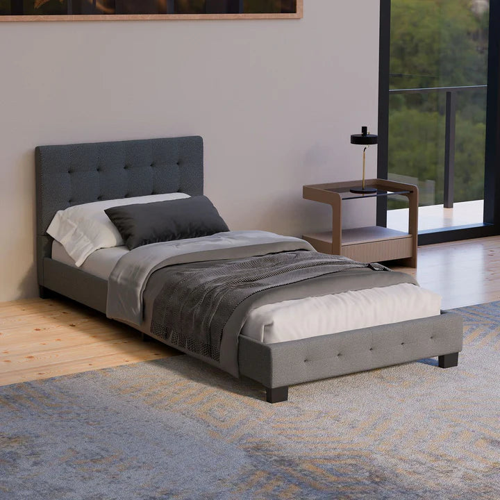 Letto imbottito Manresa 90x200 cm in grigio