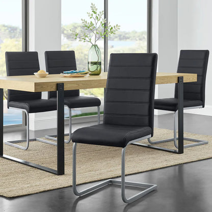 Lot de 4 chaises cantilever Vegas en simili cuir noir