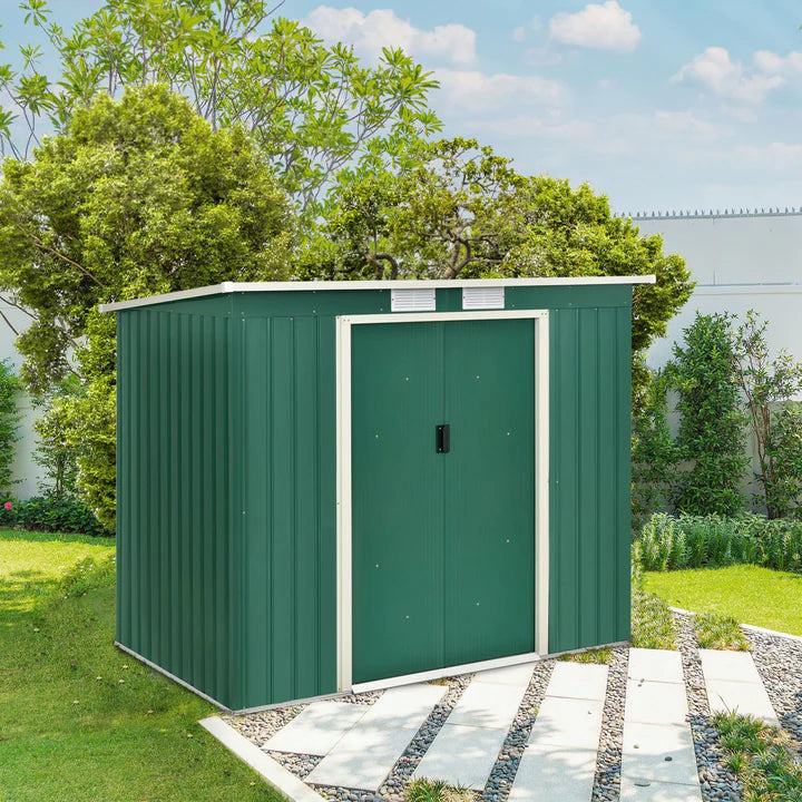 Abri à outils en métal Abri à outils M avec toit en appentis en vert foncé