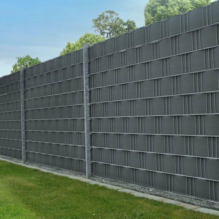 Pannello di recinzione con strisce di privacy in PVC color antracite, set da 4
