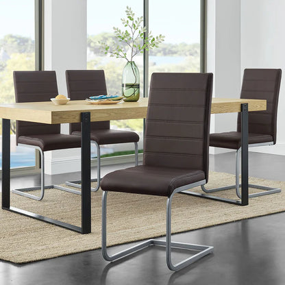 Freischwinger Stuhl Vegas 4er Set aus Kunstleder in braun