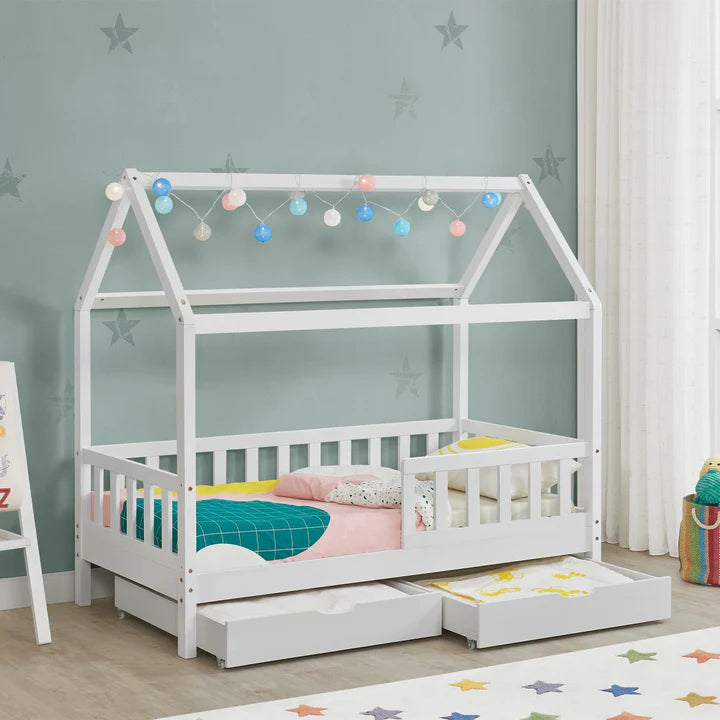Letto per bambini Marli 80 x 160 cm con contenitore e rete a doghe bianco