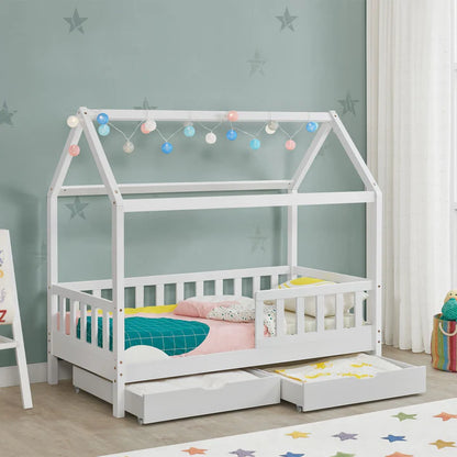 Letto per bambini Marli 80 x 160 cm con contenitore e rete a doghe bianco