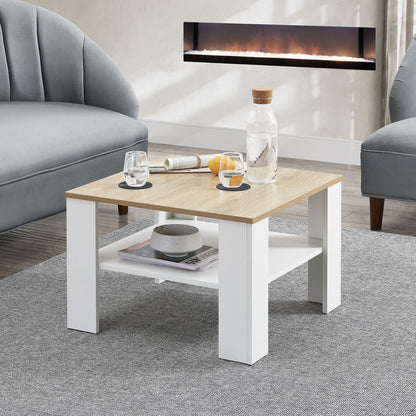 Couchtisch in Weiss mit Holzoptik 60x60 cm