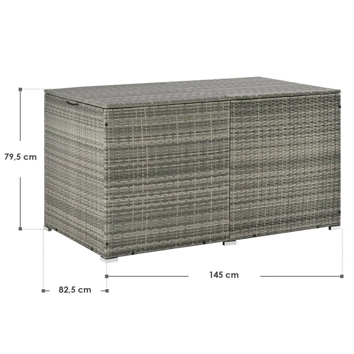 Boîte de rangement en polyrotin Ikaria gris avec couvercle 950 litres