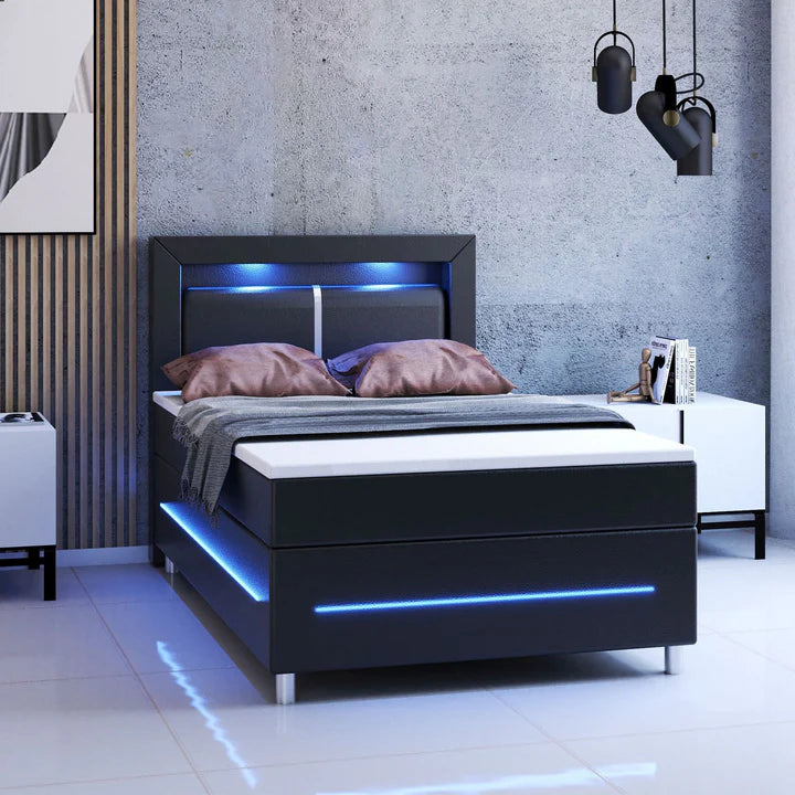 LED Boxspringbett Norfolk 120x200 cm Schwarz