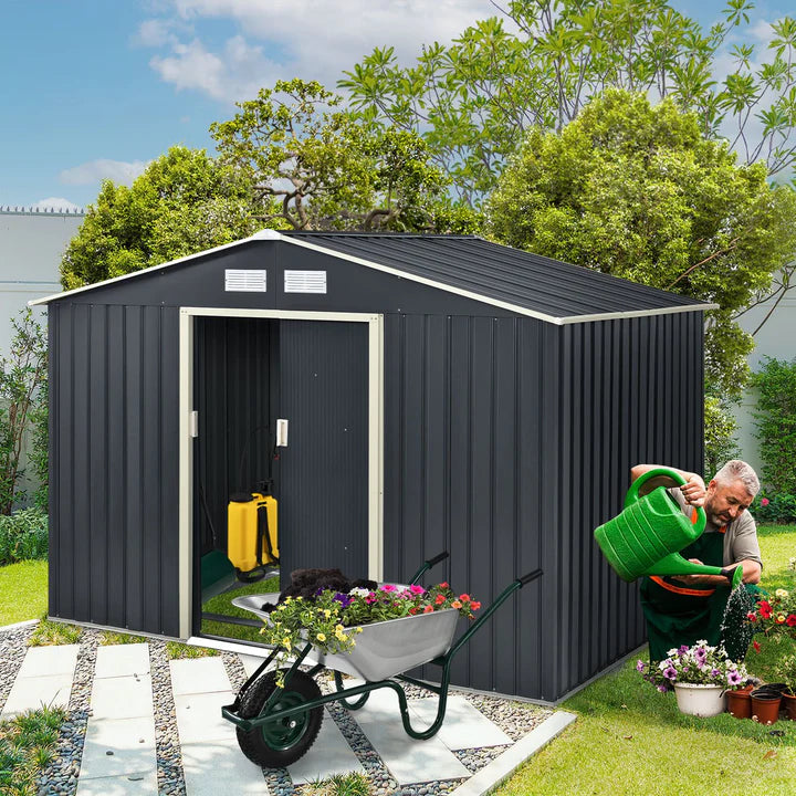 Remise à outils en métal XL avec toit à pignon en anthracite