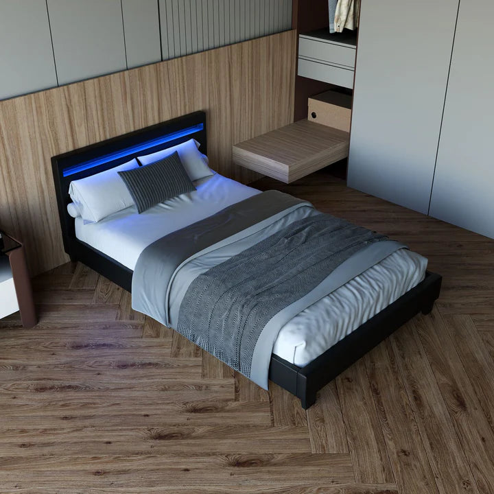 LED Polsterbett 120 x 200 cm Verona mit Lattenrost schwarz