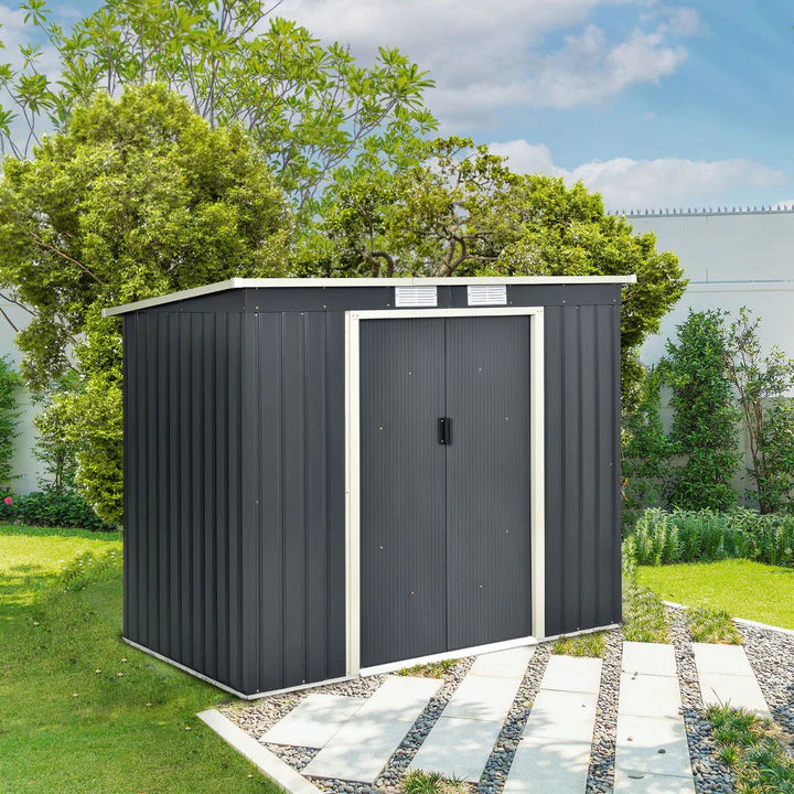 Metall Geräteschuppen Gerätehaus M mit Pultdach in anthrazit