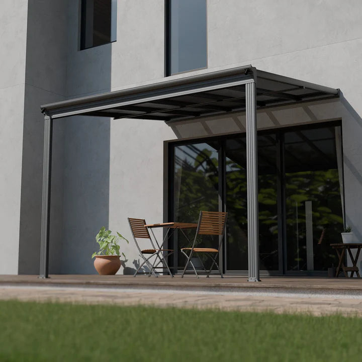 Aluminium Terrassendach Borneo 3x3m mit Doppelsteg-Platten in dunkelgrau