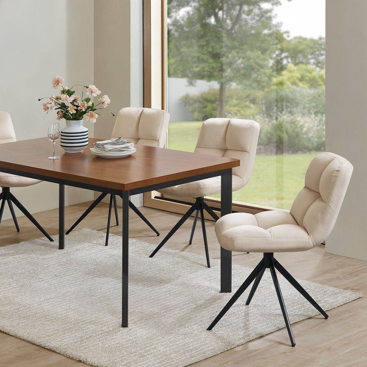 Drehstuhl Dallas 2er Set Samt Beige - Palo24