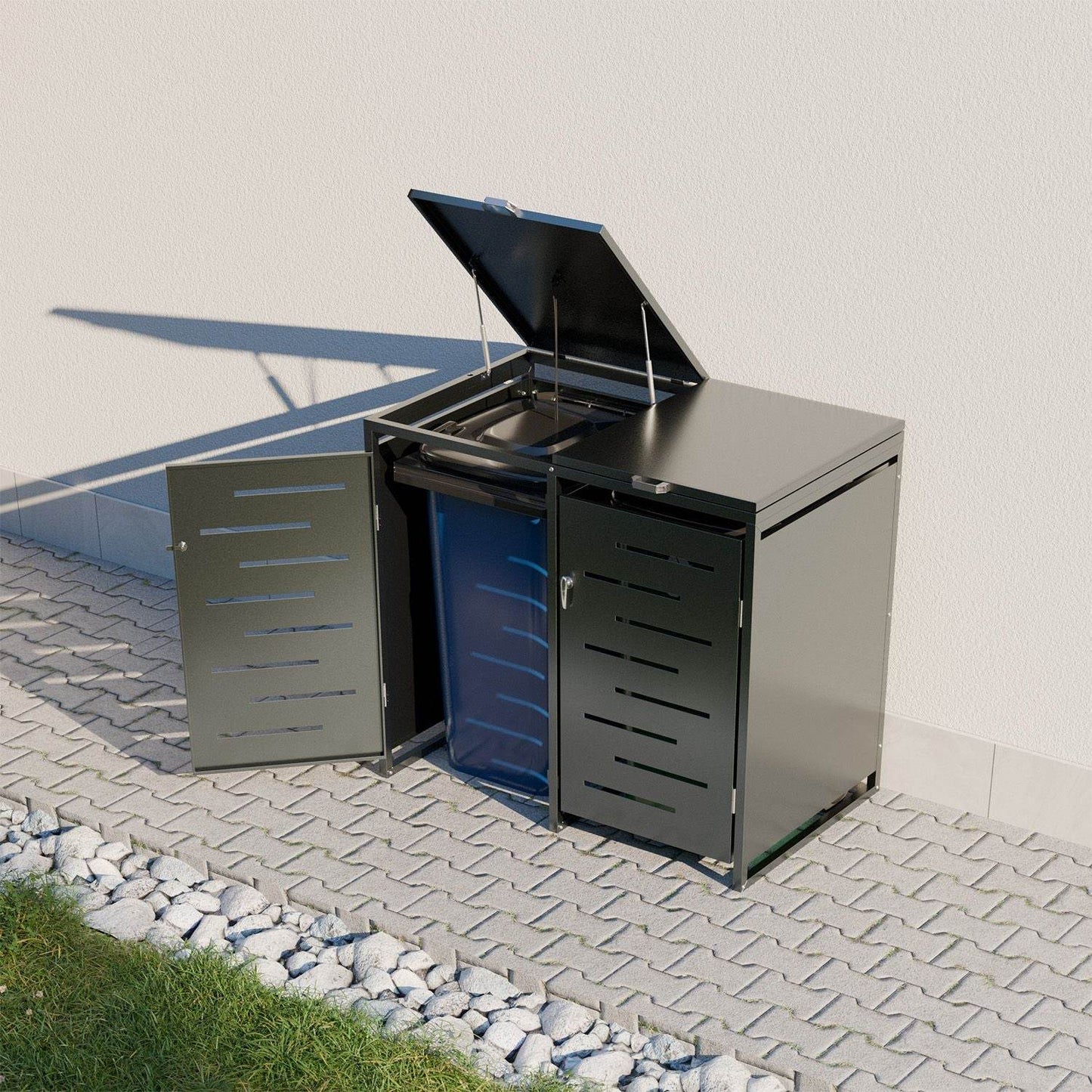 Metall Mülltonnenbox Arel 2er - Anthrazit - Palo24
