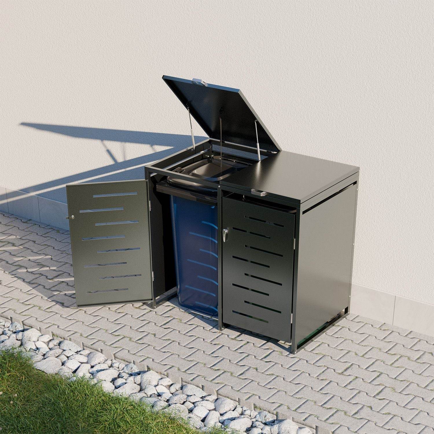 Metall Mülltonnenbox Arel 2er - Anthrazit - Palo24