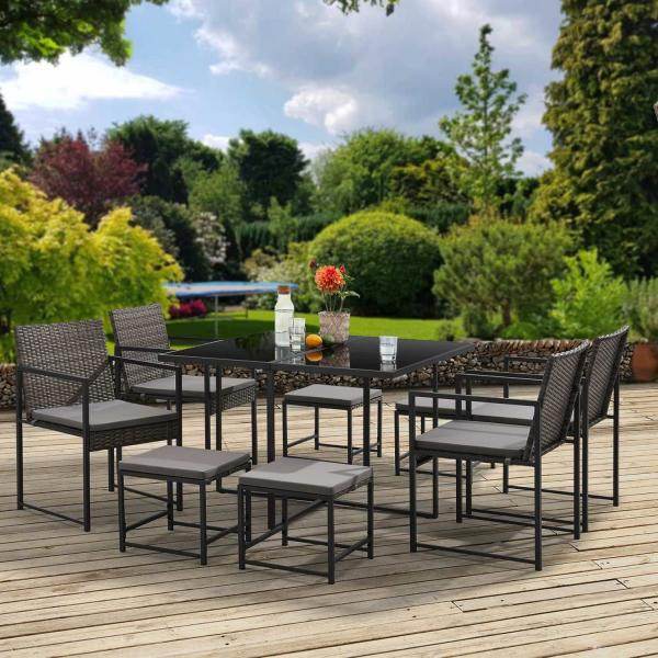 Polyrattan Sitzgruppe Bahamas L in Grau Industrial Design - Palo24