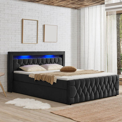 Boxspringbett Leona 140x200 cm - Schwarz - Palo24