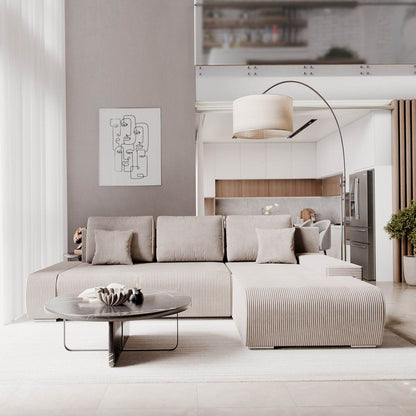 Sofa Iseo Rechts mit Schlaffunktion - Beige - Palo24