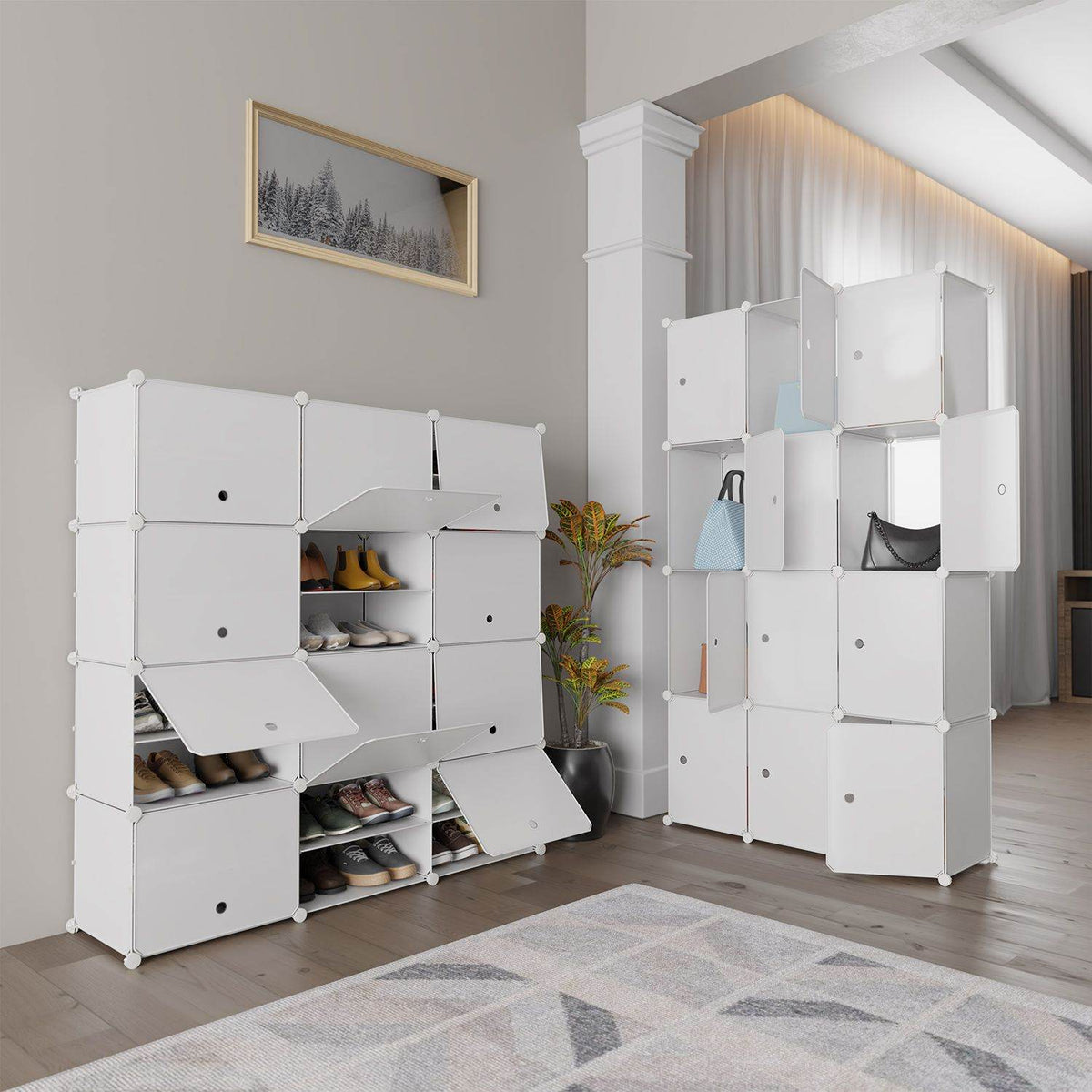 Würfel Schuhregal für 48 Paar Schuhe - Weiss - Palo24
