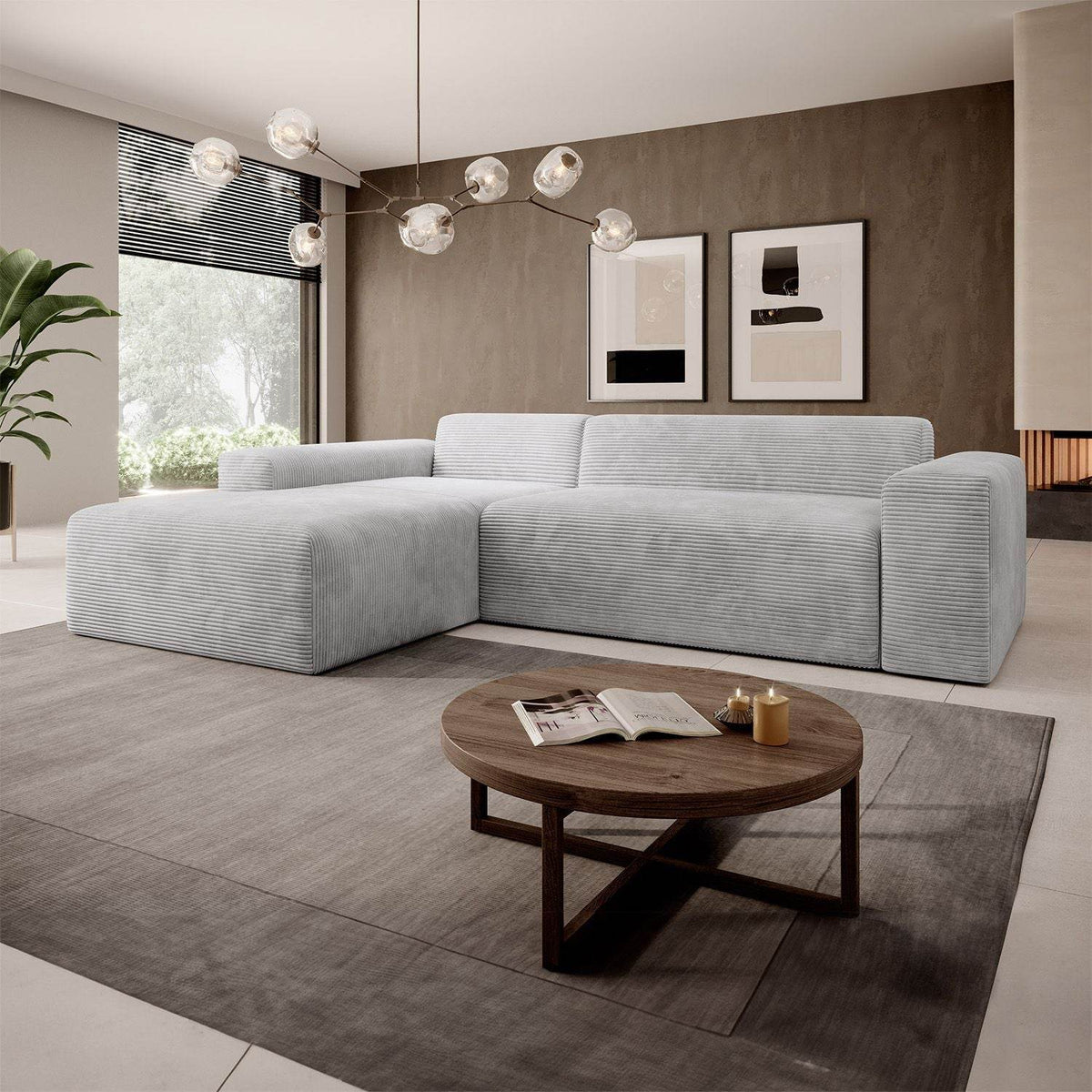 Sofa Vals Links mit PESO-Stoff - Hellgrau - Palo24