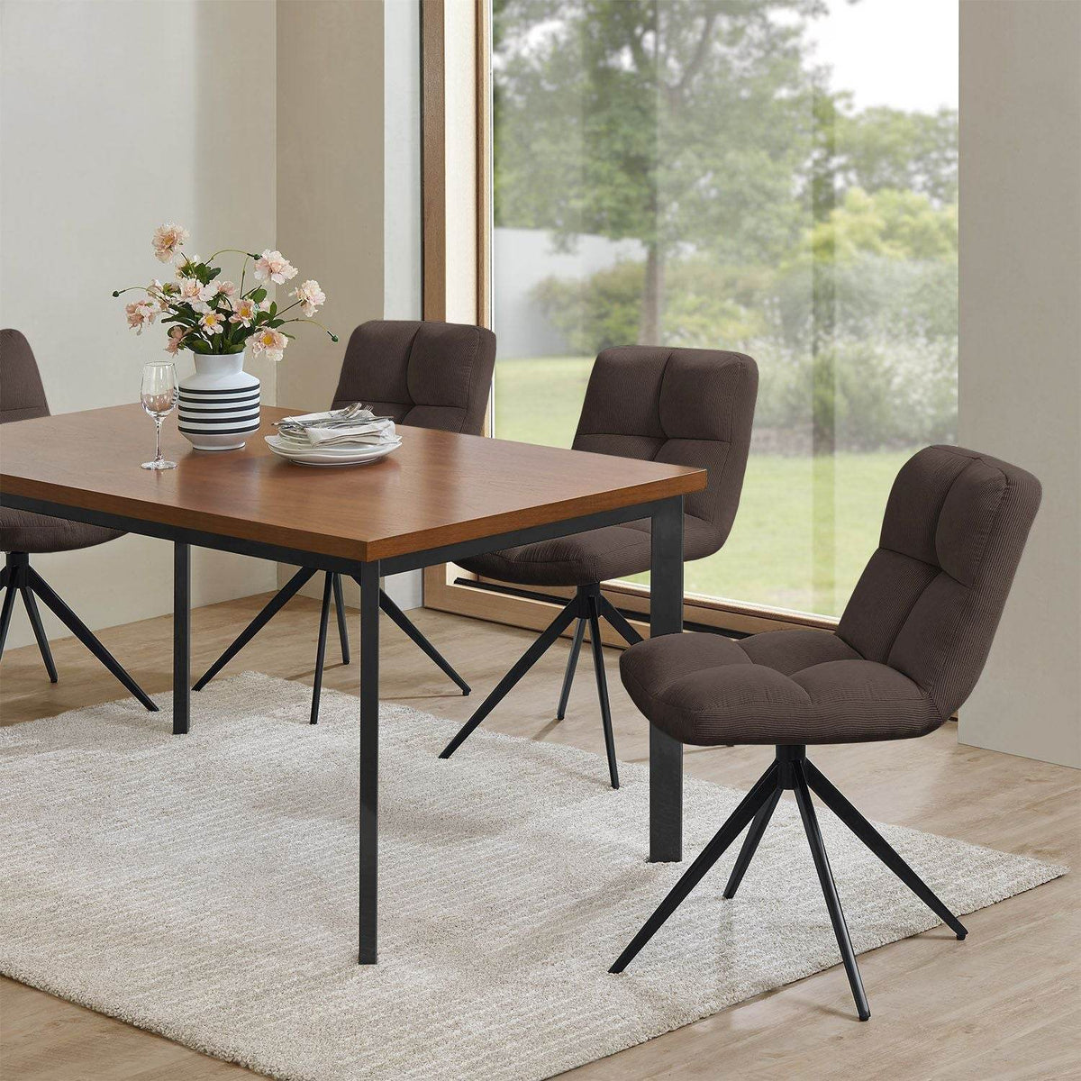 Drehstuhl Dallas Cord 2er Set - Braun - Palo24