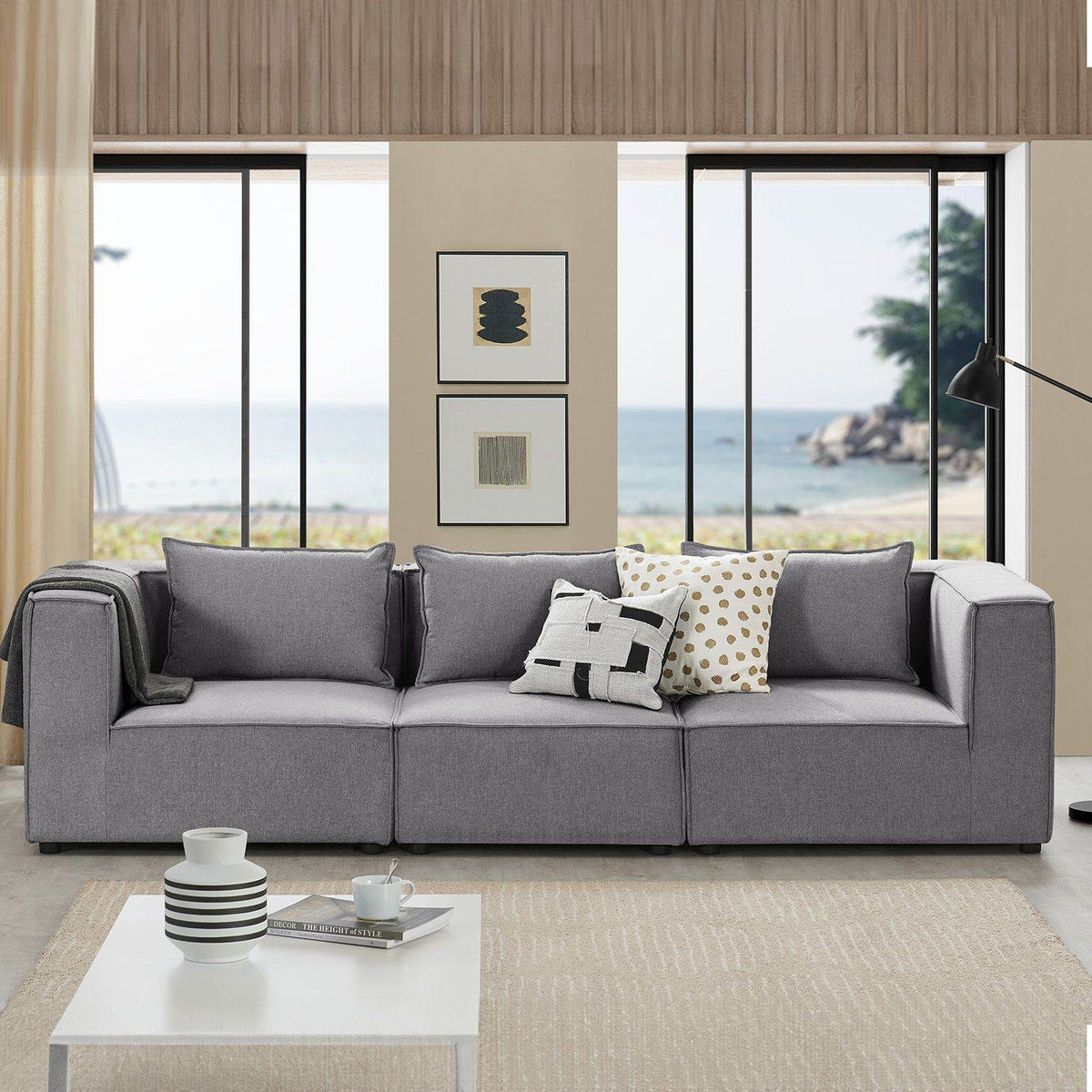 Modulares Sofa Domas M - 3 Sitzer Stoff Dunkelgrau - Palo24