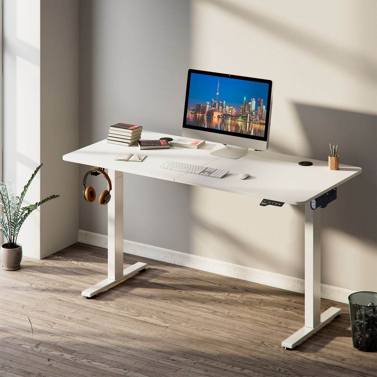 Elektrisch verstellbarer Schreibtisch 120x60 cm Weiss - Palo24