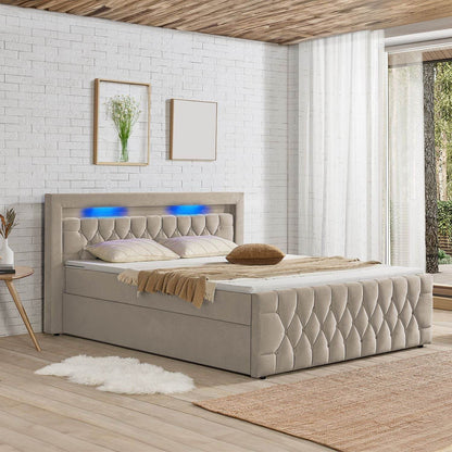 Boxspringbett Leona 140x200 cm - Beige - Palo24