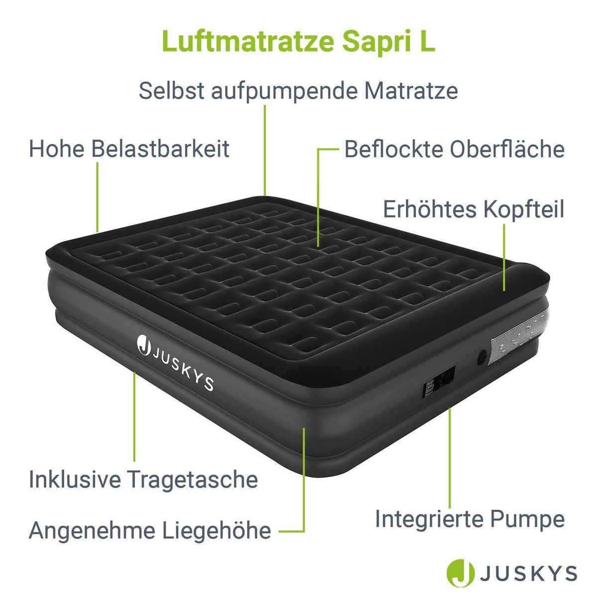 Luftbett Sapri L mit integrierter Pumpe - Schwarz - Palo24