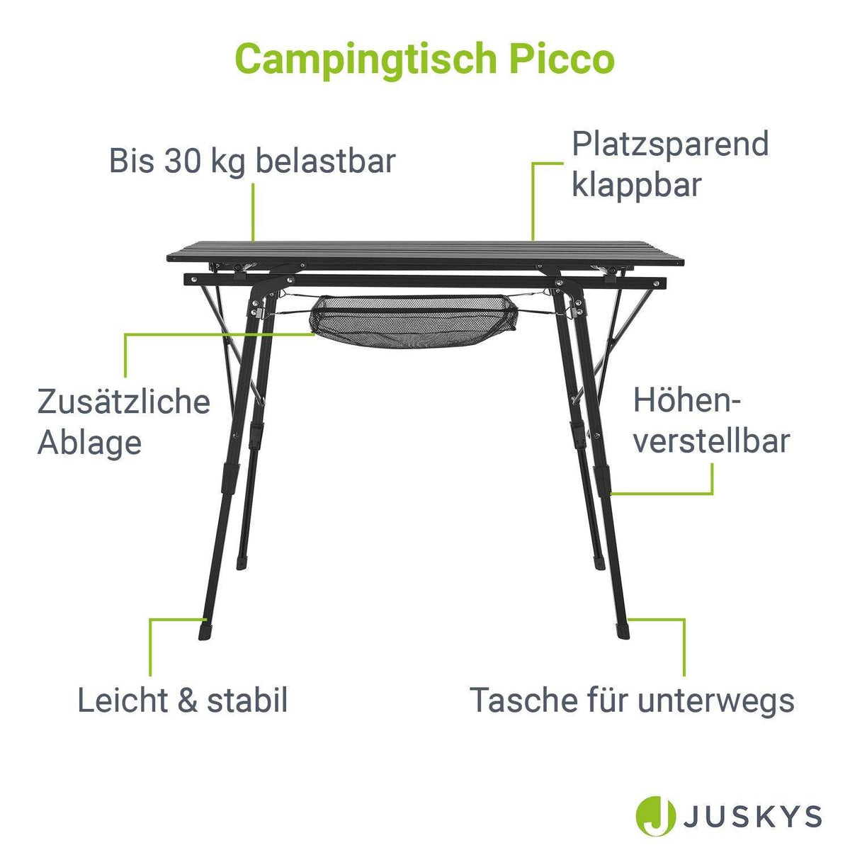 Campingtisch Picco faltbar - Schwarz - Palo24
