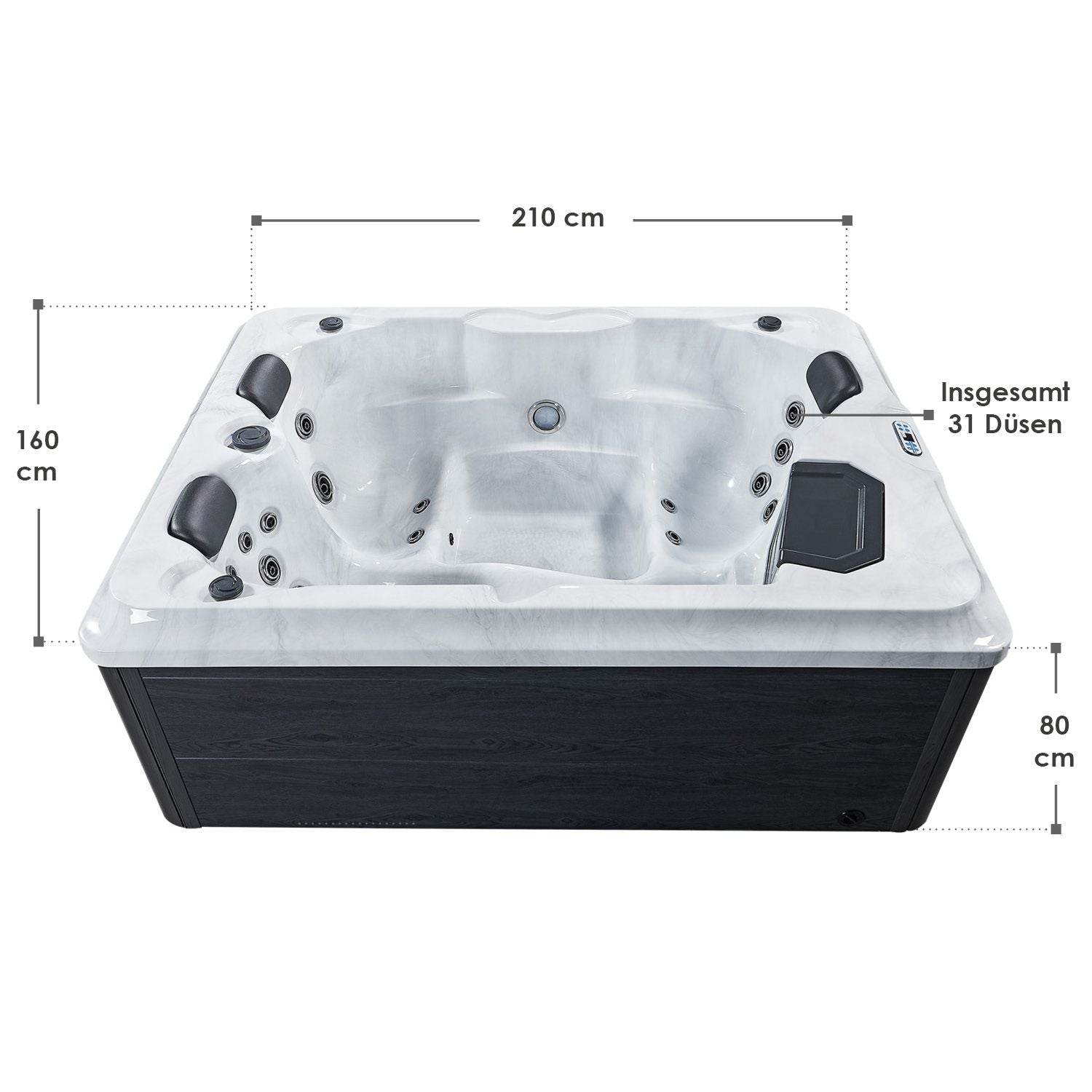 Outdoor Whirlpool Oasis mit LED Massagedüsen - Palo24