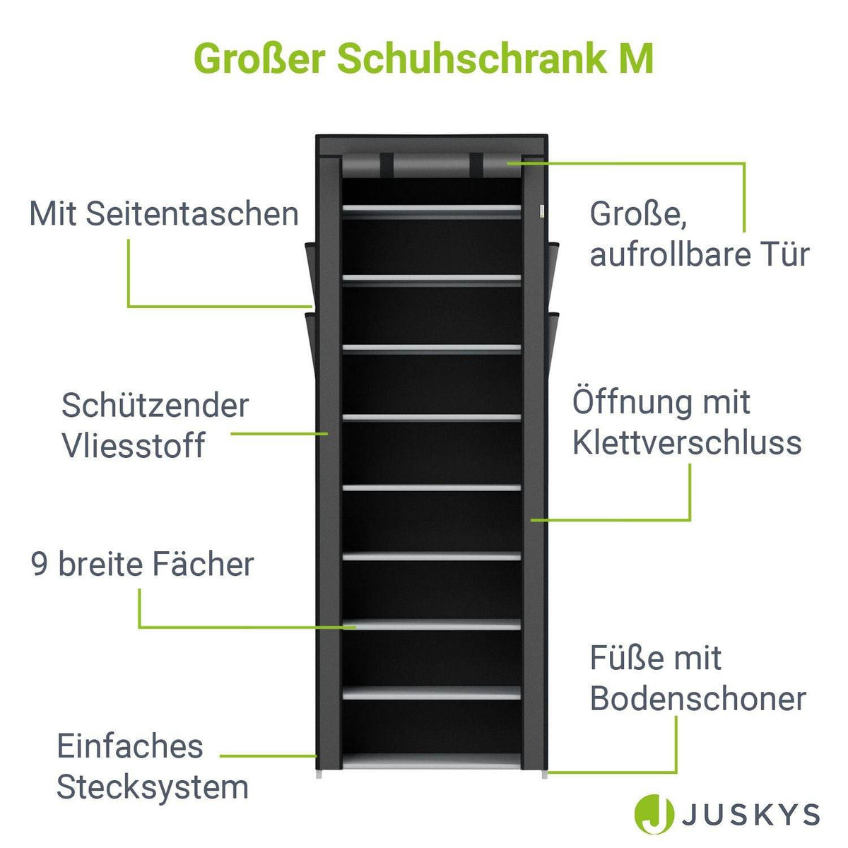 Schuhschrank M aus Stoff 9 Ebenen Grau - Palo24