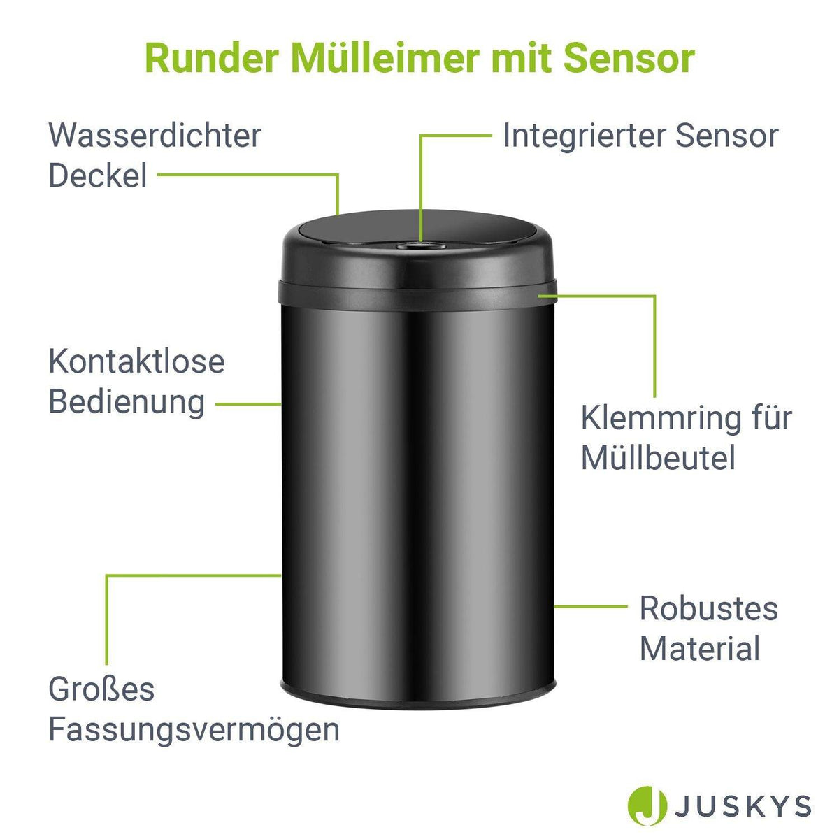 Automatischer Mülleimer mit Sensor - 30L Schwarz - Palo24