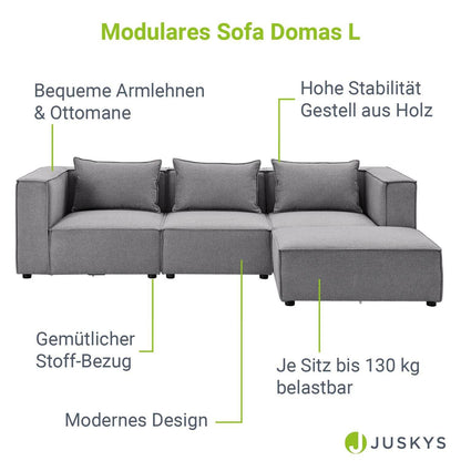 Modulares Sofa Domas L - 3 Sitzer Dunkelgrau - Palo24